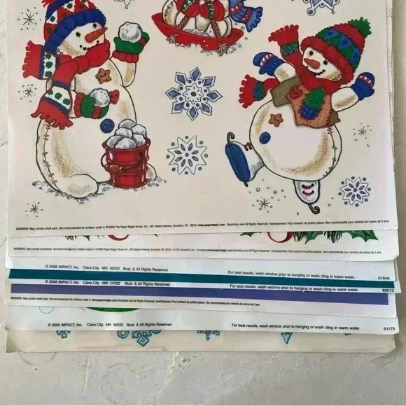 Vintage Christmas Window Decoration Reusable Static Sticker Clings Holo Lot of 7 - Picture 5 of 10